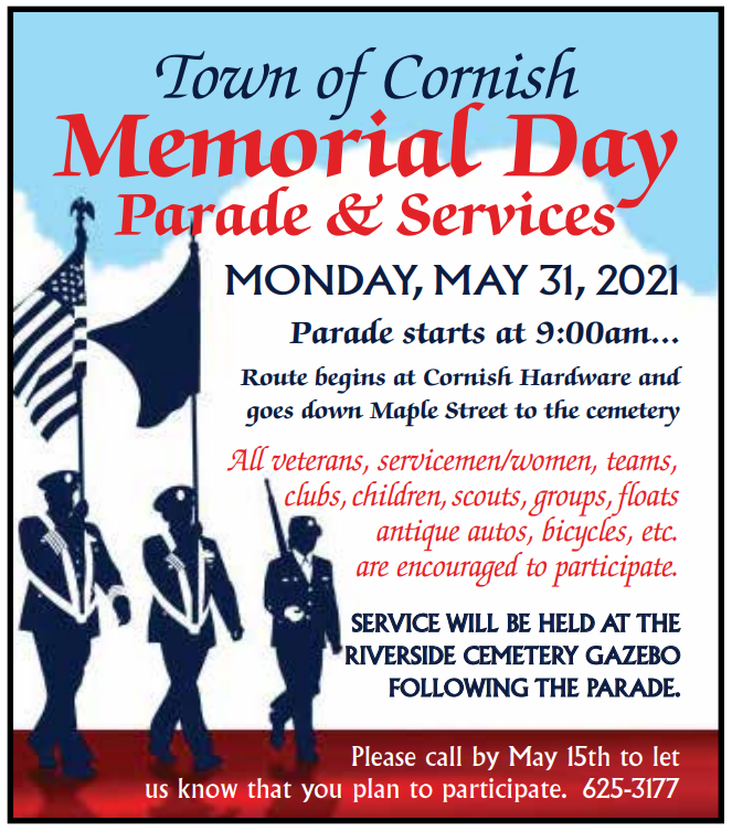 Memorial Day Parade Service Town Of Cornish Town Of Cornish